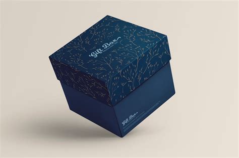 Square Gift Box Mockups Set Design Cuts