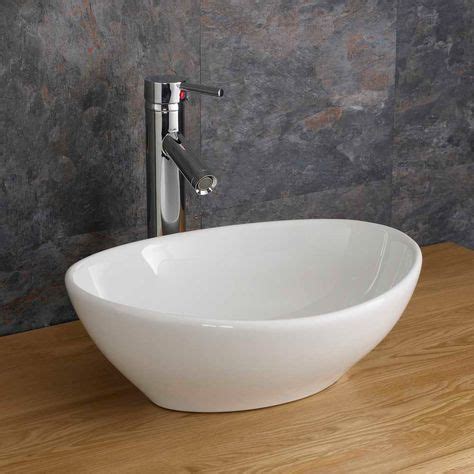 Oval Countertop Basin Bathroom White Freestanding Sink 400mm X