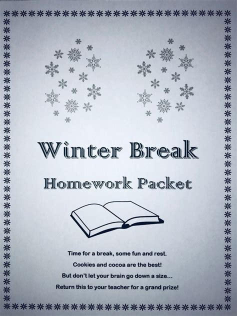 Winter Break Homework Packet Printable Editable Etsy