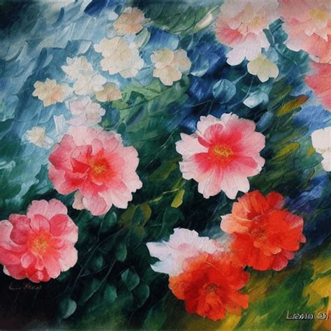 Una Acuarela Flores Al Estilo De Claude Monet De Leonid Afremov De