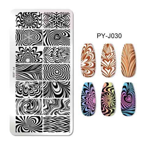 Nail Stamping Plates - Geometric Shapes, Stencil Type Mould with Line ...