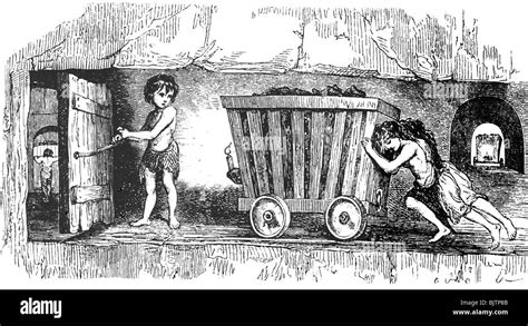 mining, mine, child labour in Wales, mid 19th century, contemporary Stock Photo, Royalty Free ...