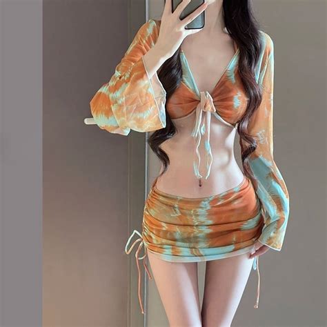 Bikini Swimsuit Women S New Split Long Sleeved Set Sexy Beach Vacation