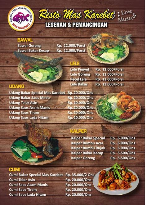 Menu At Resto Lesehan Pemancingan MAS Karebet Restaurant Semarang