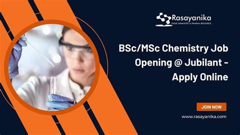 BSc MSc Chemistry Job Opening Jubilant Apply Online