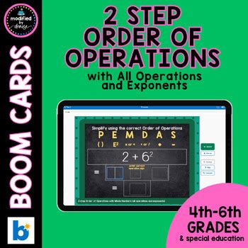 2 Step Order Of Operations With All Operations And Exponents Boom Cards