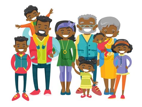 Happy extended african smiling family ... | Stock vector | Colourbox