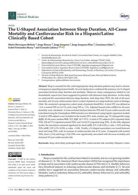 Pdf The U Shaped Association Between Sleep Duration With All Cause