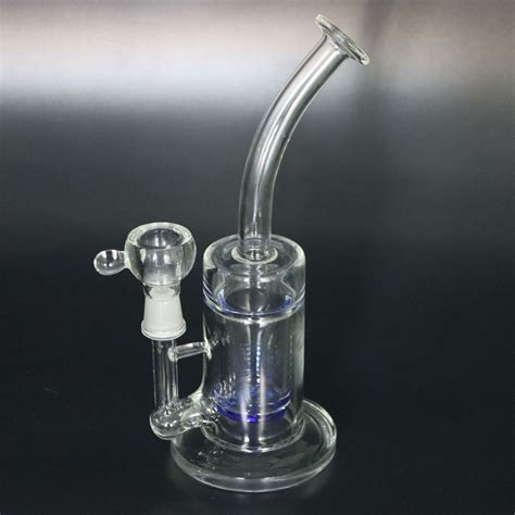 Small High Borosilicate Glass Water Pipe Blue Cyclone Recycle Perc