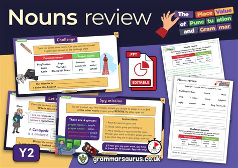 Year 2 The Place Value Of Punctuation And Grammar Nouns Review