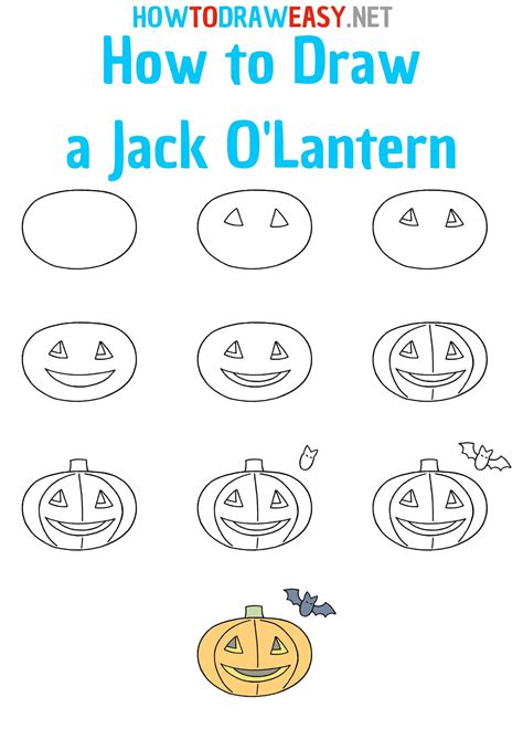 How To Draw A Jack O Lantern Step By Step Drawing Lessons For Kids
