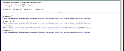 Solved Find the exact value of each of the following under | Chegg.com 