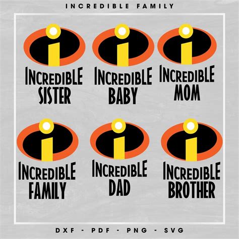 Incredibles Family SVG Clipart Png Dxf Pdf Brother Sister Baby | Etsy