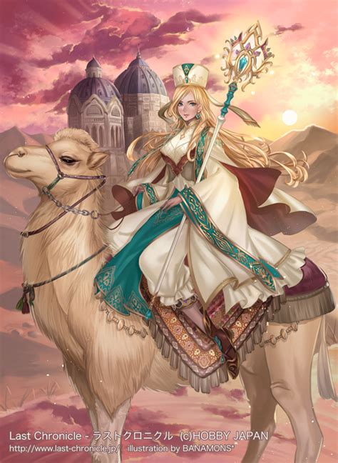 Safebooru 1girl Banamons Blonde Hair Blue Eyes Camel Cape Copyright