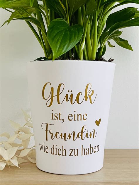 Blumentopf Inkl Schriftzug Gl Ck Ist Eine Freundin Wie Etsy