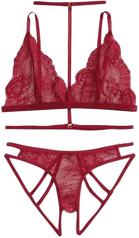 Rtyoo Lingerie Sexy In Pizzo Da Donnaset Di Biancheria Intima Reggiseno