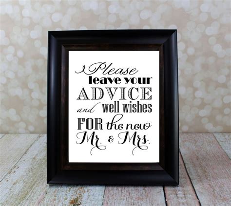 Well Wishes And Advice Table Sign Mr And Mrs Bride And Groom Etsy