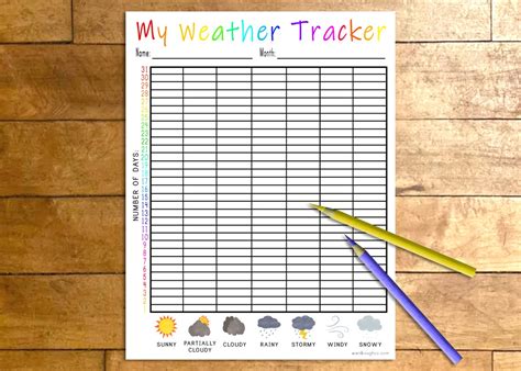 Weather Tracker Printable Monthly Weather Activity Etsy