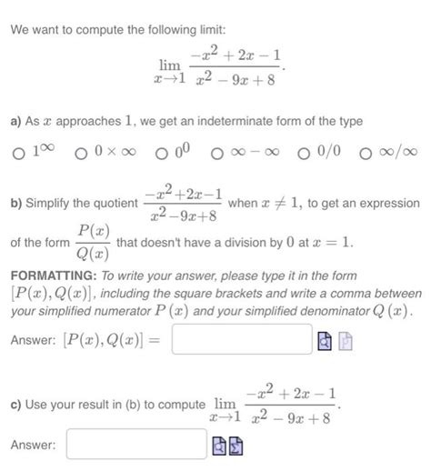 Solved We Want To Compute The Following Limit