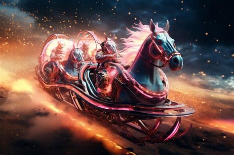 Premium Photo | Mythical creatures racing in a cosmic derby