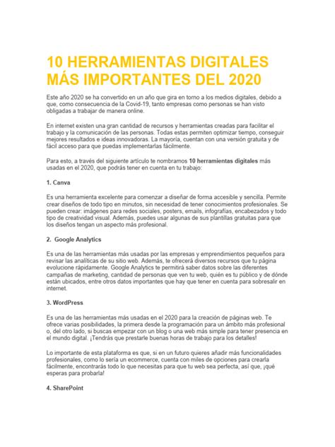 10 Herramientas Digitales Más Importantes Del 2020 Descargar Gratis