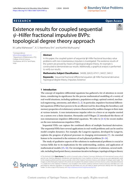 Pdf Existence Results For Coupled Sequential ψ Hilfer Fractional