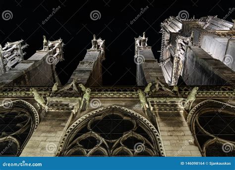 Gargoyles On The Exterior Of The Notre Dame Cathedral Paris France
