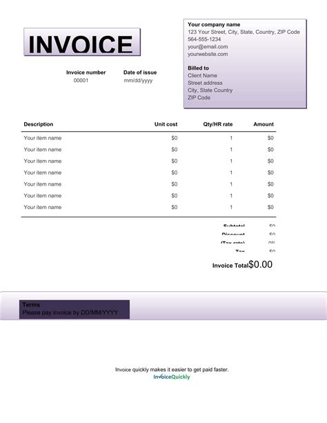 Free Printable Trucking Invoice Templates Excel Sample