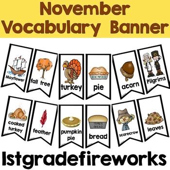 November Vocabulary Banner By Stgradefireworks Tpt