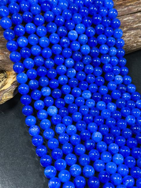 Natural Blue Jade Gemstone Bead Mm Mm Mm Round Beads Beautiful