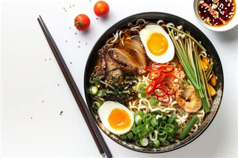 Premium Photo Asian Ramen Noodles On A White Background Egg Noodles