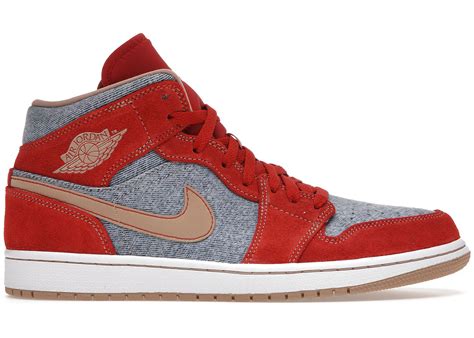 Jordan 1 Mid Denim Red Mens Dm4352 600 Us