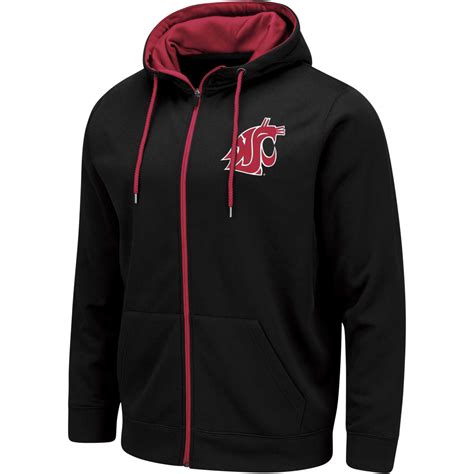 Mens Colosseum Black Washington State Cougars Performance Full Zip Hoodie