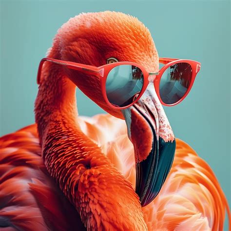 A Flamingo Wearing Sunglasses With A Flamingo On It Premium Ai