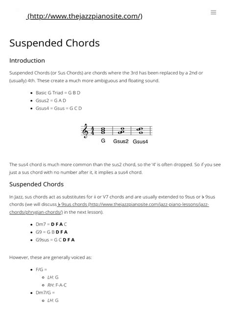 Suspended Chords - The Jazz Piano Site | PDF | Chord (Music) | Music Theory