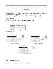 PUT Docx PROGRAMMABLE UNIJUNCTION TRANSISTOR Experiment 10 Group No