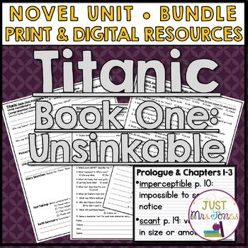 Titanic Unsinkable Novel Unit by Deana Jones | TPT