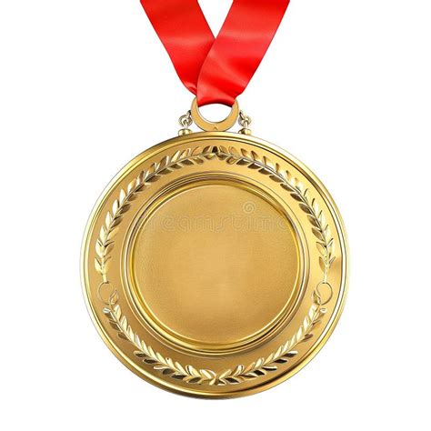 Gold Medal With Red Ribbon On Transparent Background Stock Illustration