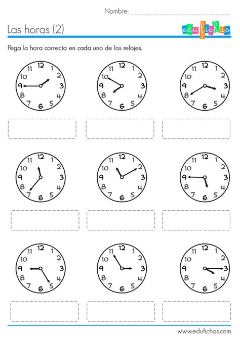 Aprender Las Horas Del Reloj Actividades Gratis En Pdf