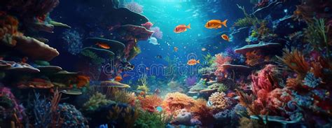 Tropical Sea Underwater Fishes On Coral Reef Aquarium Oceanarium