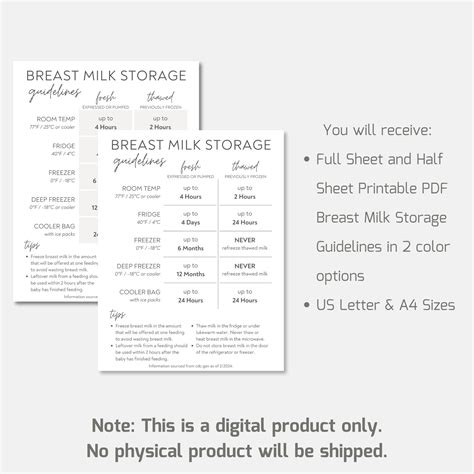 Printable Breastmilk Storage Guide Breast Milk Storage Guidelines