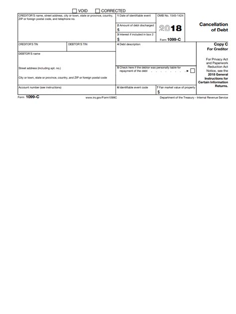 Fillable Form 1099 C 2018 Edit Sign And Download In Pdf Pdfrun