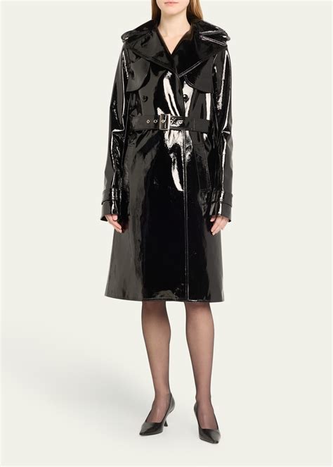 Laquan Smith Patent Leather Belted Trench Coat Bergdorf Goodman