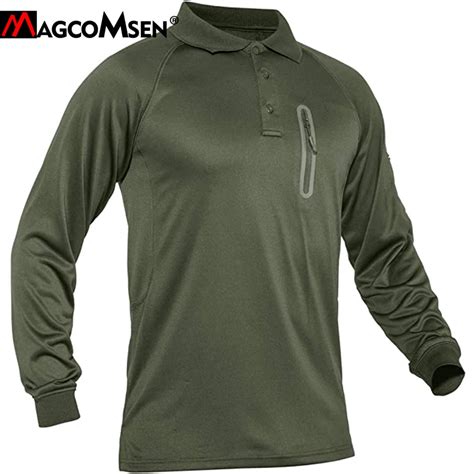 Magcomsen Men Polo Shirt Performance Tactical Long Sleeve Quick Dry