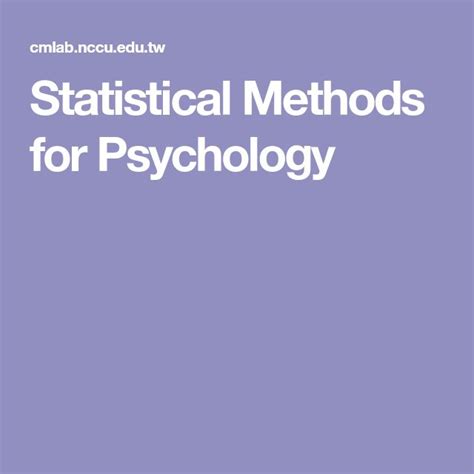 Statistical Methods For Psychology Statistical Methods Psychology