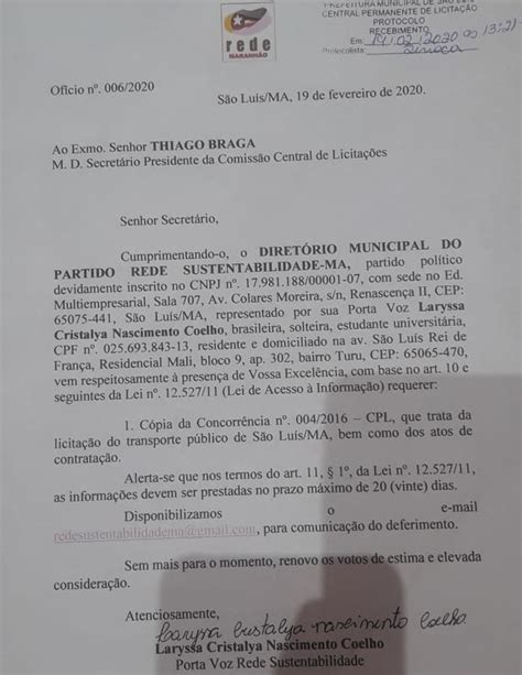 Rede protocola pedido para acessar dados da licitação do transporte