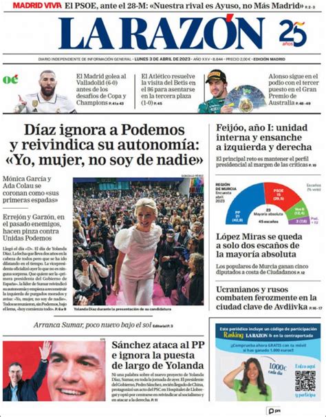 Las portadas de los periódicos de este lunes 3 de abril El Imparcial