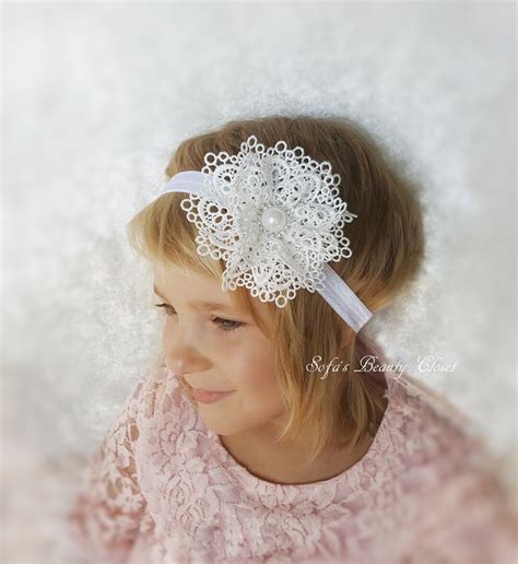 White Lace Flower Headband Lace Flower Headband White Flower Etsy