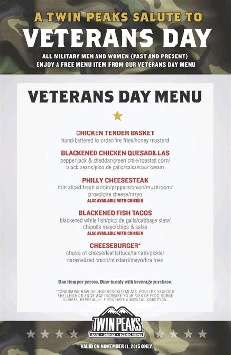 Twin Peaks Restaurants Salute Veterans with Exclusive Veterans Day Menu ...