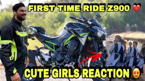 First Time Ride Z900 ️ What A Powerful Bike 😱 Cute Girls Reaction 😍